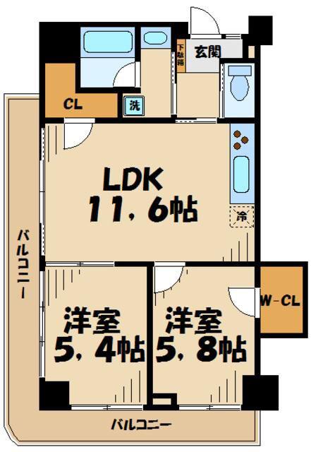 キャトルセゾン橋本5(2LDK/3階)の間取り写真