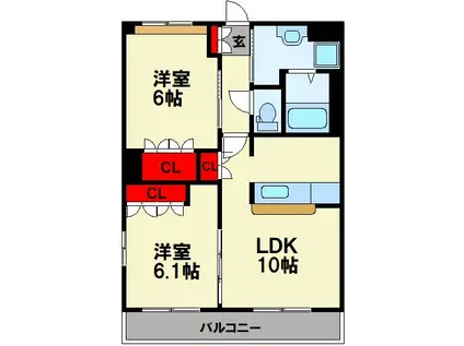 グランディール(2LDK/1階)の間取り写真