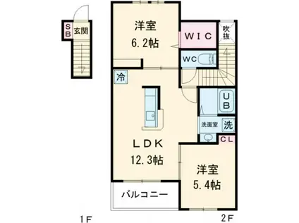 HISTOIRE I(2LDK/2階)の間取り写真