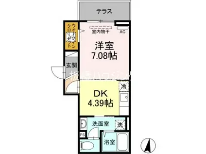 アナシエ徳丸(1DK/1階)の間取り写真