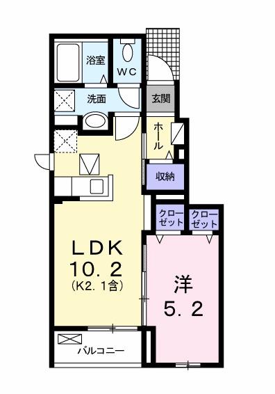 ティグレ(1LDK/1階)の間取り写真