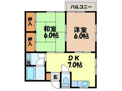 ハイツリーフII(2DK/2階)の間取り写真