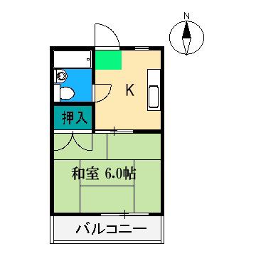 桜井コーポ(1K/3階)の間取り写真