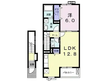 プランタンII(1LDK/2階)の間取り写真