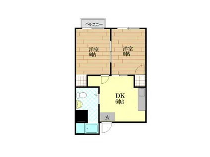 富田中央ビル(2DK/2階)の間取り写真