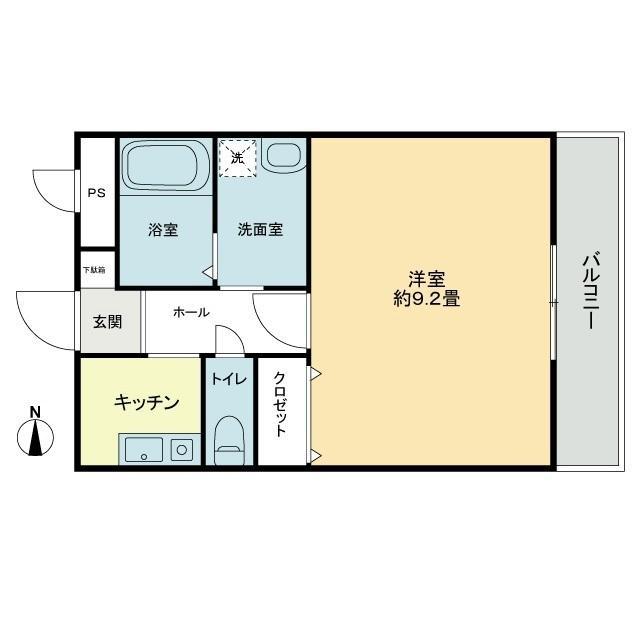 ガレージライフ高松東(1K/2階)の間取り写真
