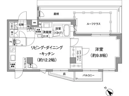 パークハビオ元麻布(1LDK/3階)の間取り写真