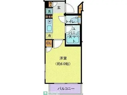 アヴァンツァーレ高輪(1K/4階)の間取り写真