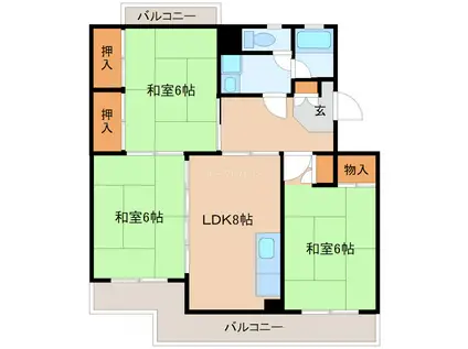 ビレッジ都府楼II(3DK/3階)の間取り写真