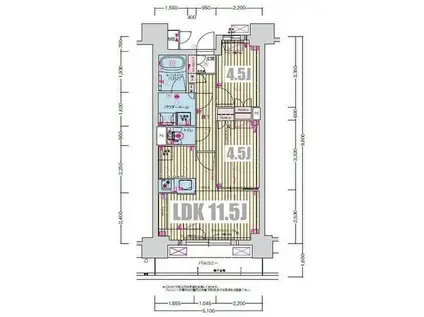 プレサンス名駅南ブリエ(2LDK/14階)の間取り写真