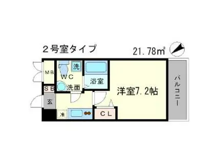 メインステージ西天満TS SQUARE(1K/8階)の間取り写真