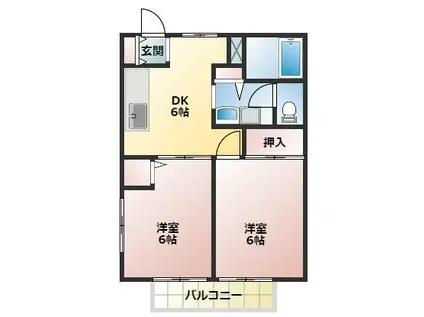 ローズハイツ(2DK/2階)の間取り写真