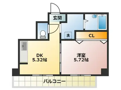 フォンティーナ・K(1DK/7階)の間取り写真