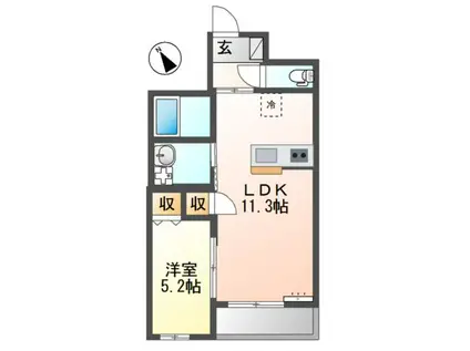 藤沢マンション(1LDK/2階)の間取り写真