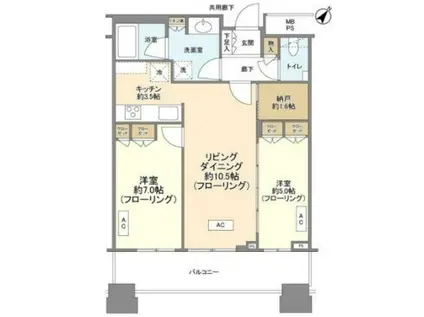 ルサンク大崎ウィズタワー(2SLDK/15階)の間取り写真