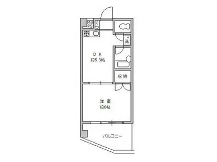 グランデ国立(1DK/5階)の間取り写真