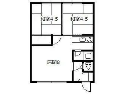 コーポ第1YM(2DK/2階)の間取り写真