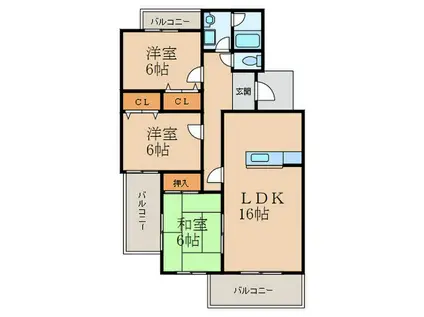 フローレスタ・シオン弐番館(3LDK/3階)の間取り写真