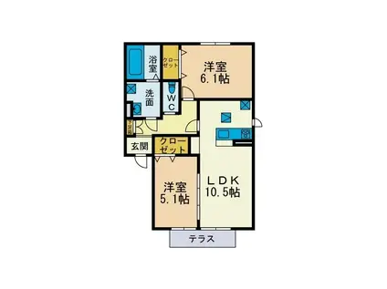 KRONOS(2LDK/1階)の間取り写真