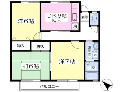 コーポHISHINUMAI(3DK/2階)の間取り写真