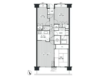 アーバンフォート下北沢(3LDK/2階)の間取り写真