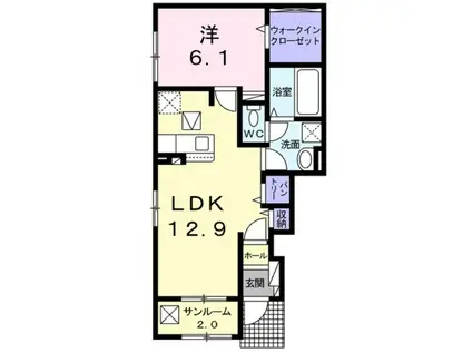 グレースハイランド小諸(1LDK/1階)の間取り写真