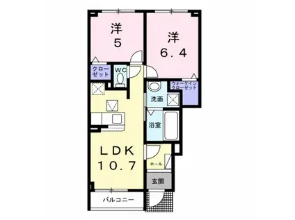 リヴィエール・ピリエII(2LDK/1階)の間取り写真