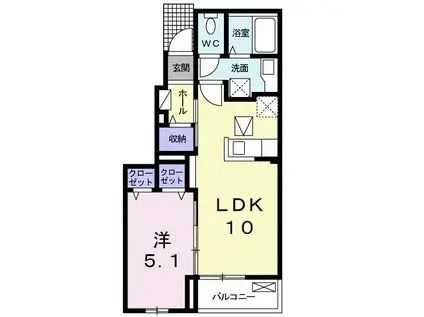 パークメゾン イースト(1LDK/1階)の間取り写真