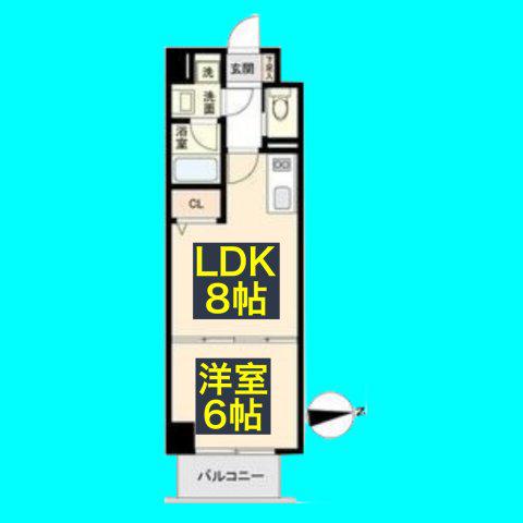 H-F名駅北レジデンスイースト(1LDK/12階)の間取り写真