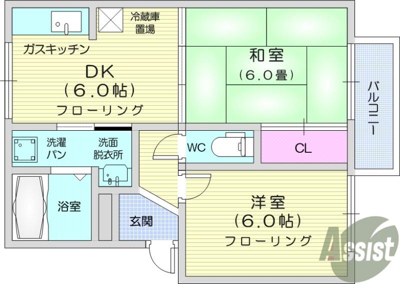 セジュールA(2DK/2階)の間取り写真