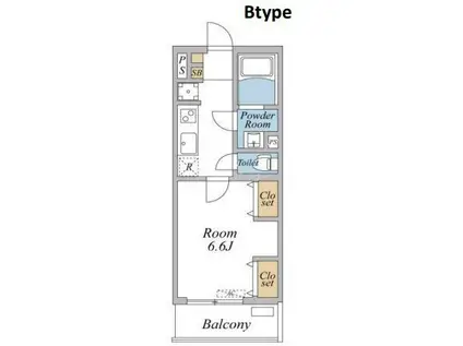 リブリ・足立区西竹の塚(1K/3階)の間取り写真