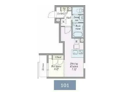 RIS壱番館(ワンルーム/1階)の間取り写真