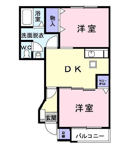 ラフォーレ(2DK/1階)の間取り写真
