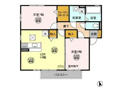 メゾングレースE(2LDK/1階)の間取り写真
