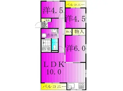 ヤマユウ第8ビル(3LDK/1階)の間取り写真