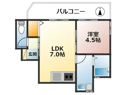 宮本ハイツ(1DK/3階)の間取り写真
