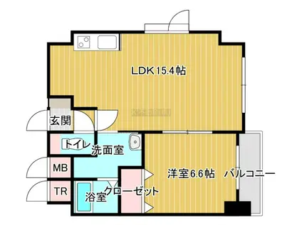 グランドール東開(1LDK/5階)の間取り写真