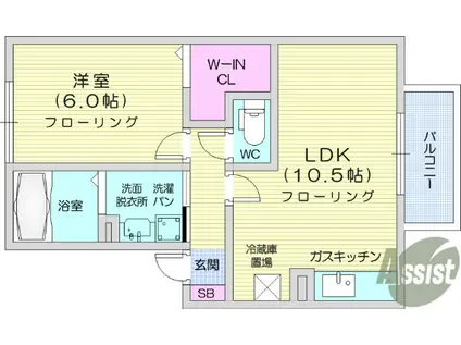 レピィナードⅠ(1LDK/1階)の間取り写真