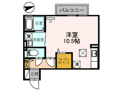 カメリア(ワンルーム/1階)の間取り写真