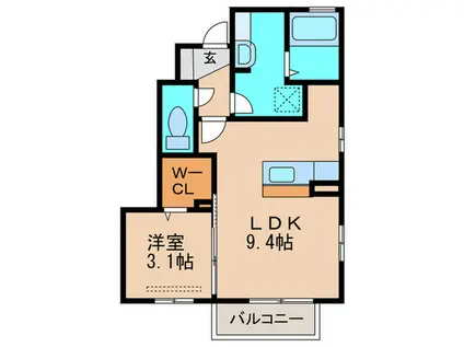 プレステージ二島 B棟(1LDK/1階)の間取り写真