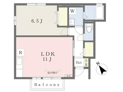 T-THREE B棟(1LDK/1階)の間取り写真