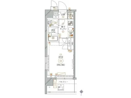 クレイシア池上リフィール(1K/6階)の間取り写真
