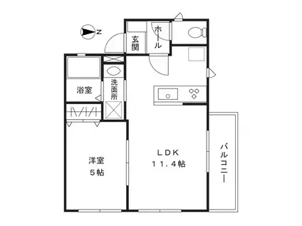 ばんほふ高津(1LDK/1階)の間取り写真