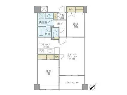 エーデルブルク(2LDK/4階)の間取り写真