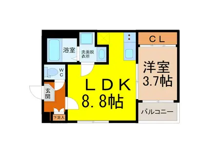 アラベスク(1LDK/3階)の間取り写真
