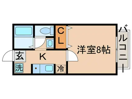 KIフラット(1K/2階)の間取り写真