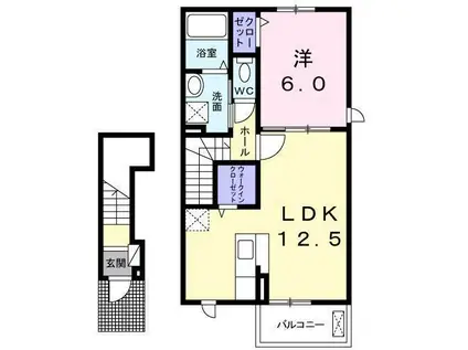 メゾン・ド・U(1LDK/1階)の間取り写真