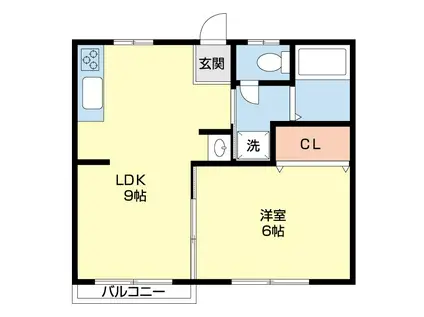 スカイヒル(1LDK/1階)の間取り写真