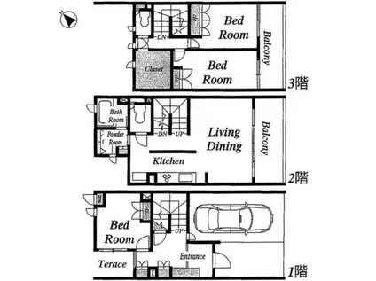 プレミアガーデン本郷 N棟(3SLDK/1階)の間取り写真