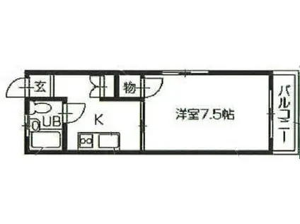 シティハイツ吉野(1DK/1階)の間取り写真
